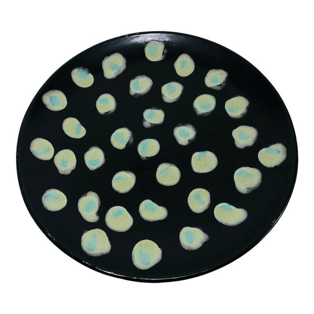 Handpaint Platter 13" Big Serving Tray Dish Plate Funny Grill Meat Lover Black